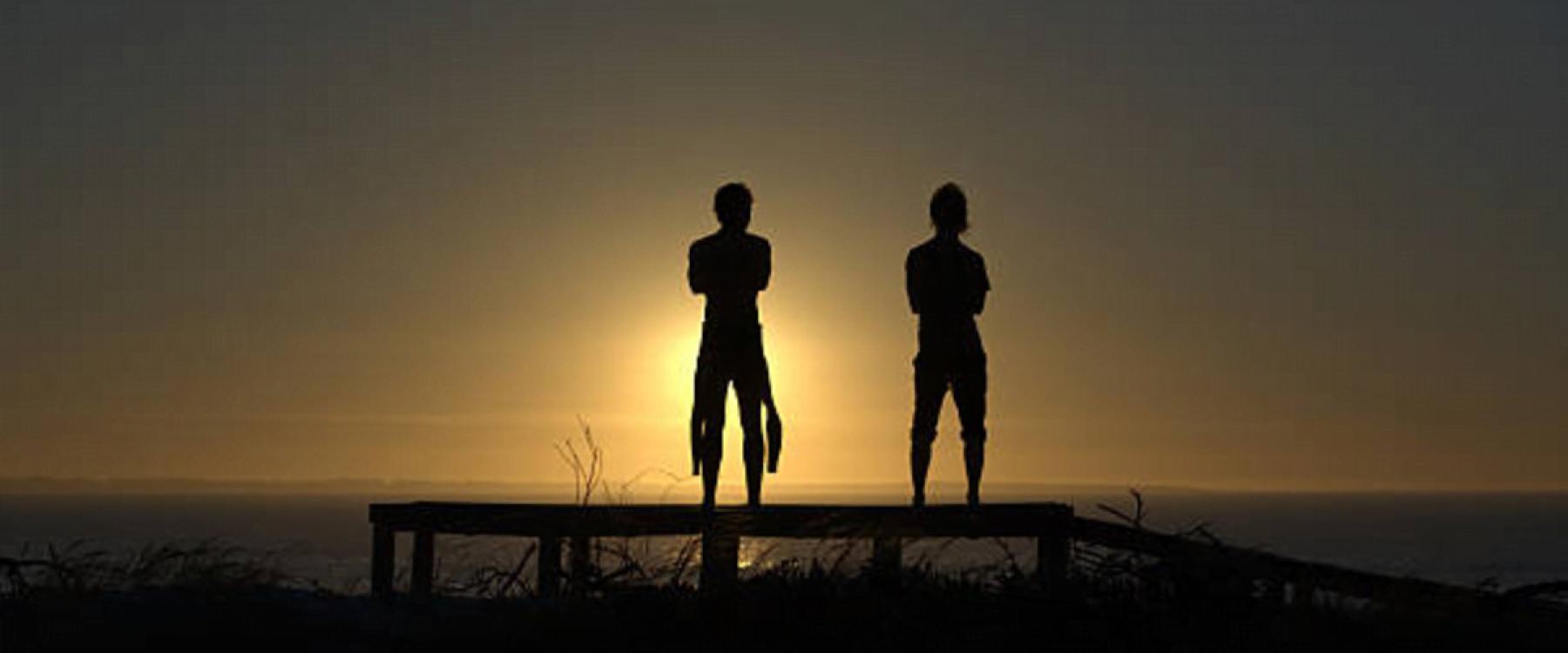 surfeurs couché soleil